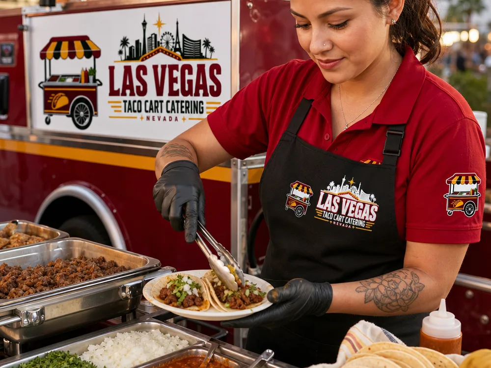 Fresh toppings, warm tortillas, and hot chafing dishes at a taco catering station